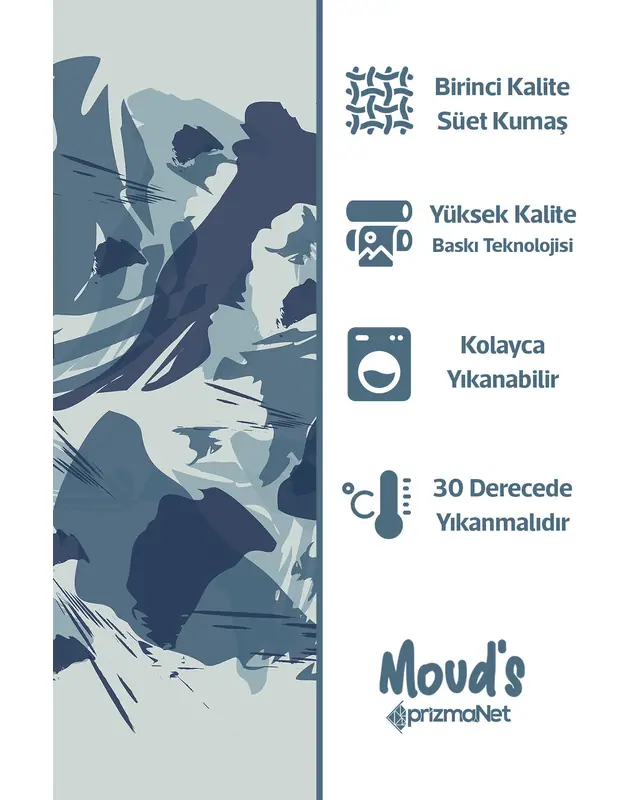 Mavi Kamuflaj Desenli Süet Dertsiz Masa Örtüsü - 2