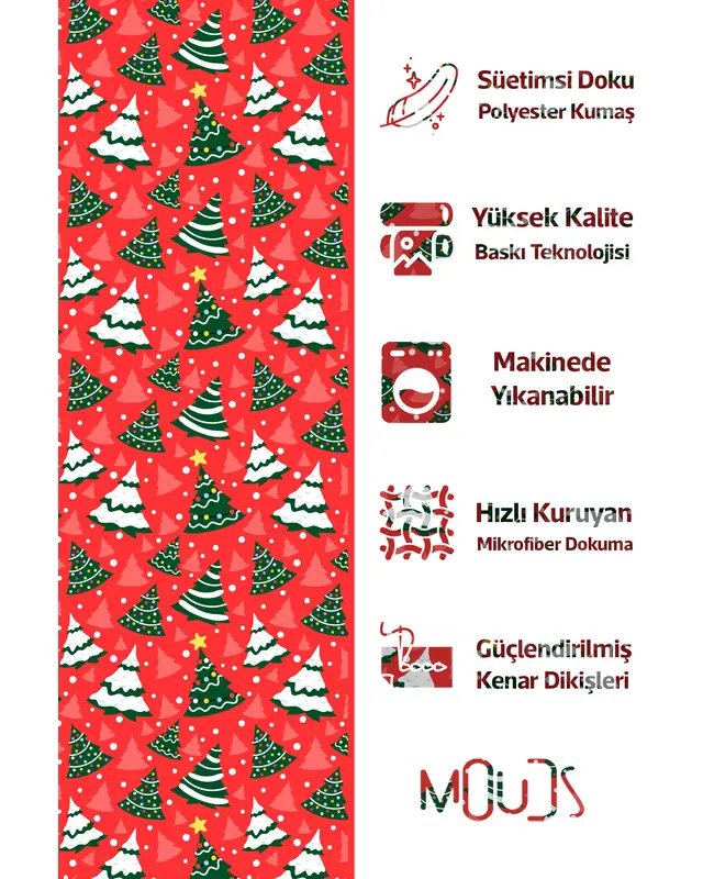 Red Christmas Tree Patterned Kitchen Apron, Chef Apron, Waiter Apron, Restaurant Apron - MTF-75 - 3