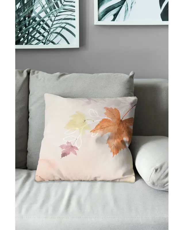 Double-Sided Printed Autumn Leaves Pattern Set of 4 Coordinated Suede Cushion Cover - 6