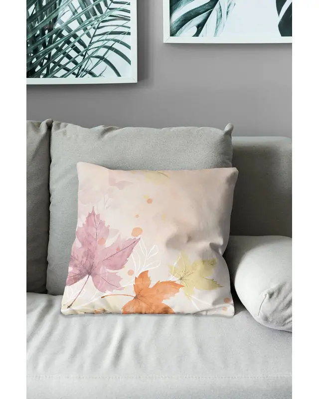 Double-Sided Printed Autumn Leaves Pattern Set of 4 Coordinated Suede Cushion Cover - 5