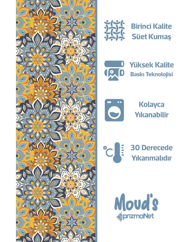 India Pattern 6 Desenli Süet Dertsiz Masa Örtüsü - 2