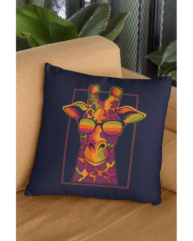 Colourful Giraffe Pattern Double-Sided Printed Suede Cushion Cover PL791 - 3