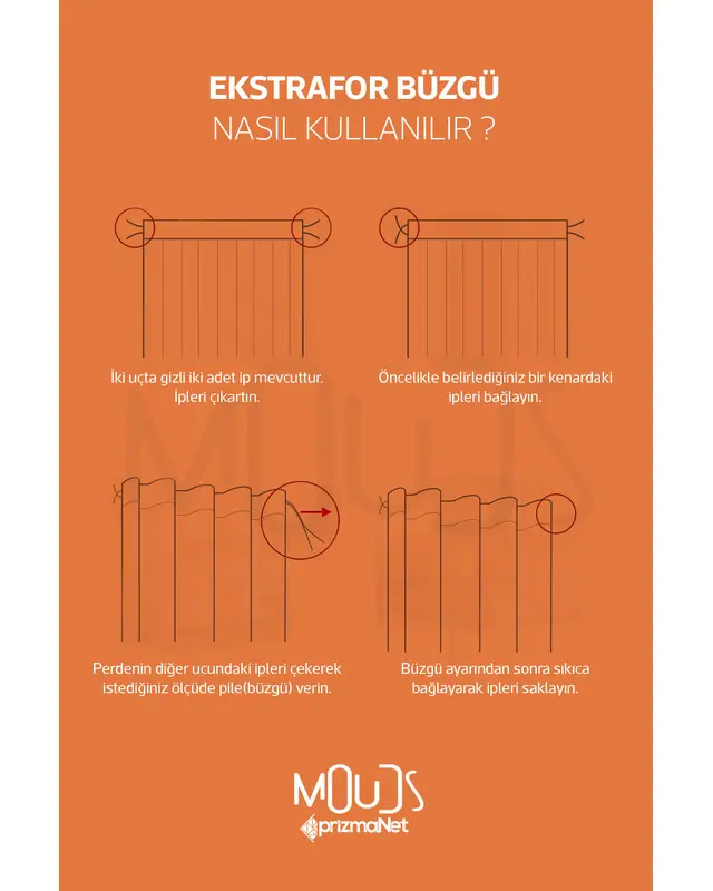Mandala Desenli Süet Oturma Odası Salon Fon Perde Dijital Baskılı Ekstrafor Büzgü 2 Kanat PRD-1099 - 4