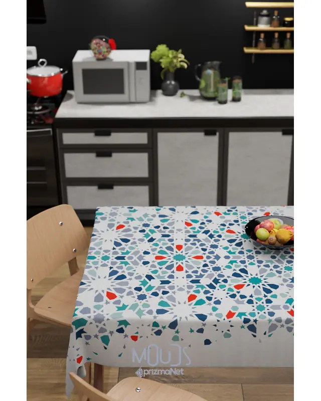 Ramadan Colourful Islamic Rectangular Easy-Care Suede-Feel Tablecloth - MS-250 - 4