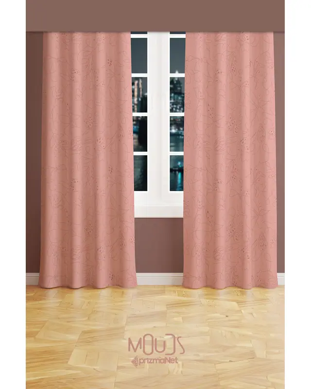 Hope Fell 4 Patterned Suede Living Room Decorative Curtain Printed Pencil Pleat - Set of 2 Panels - PRD-1057 - 2