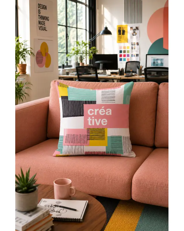 Double-Sided Printed Tasarımcı Series Pattern Set of 4 Coordinated Suede Cushion Cover - PLG156 - 5