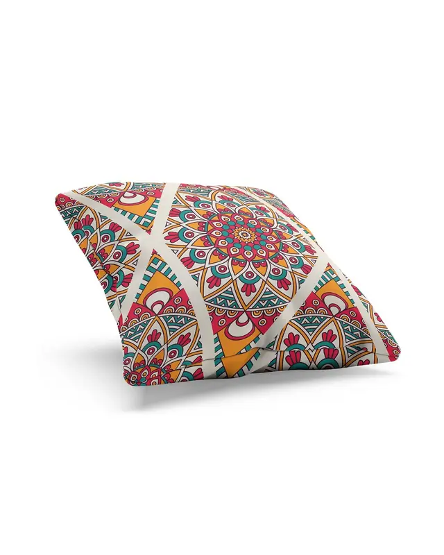 India Pattern-3 Pattern Double-Sided Printed Suede Cushion Cover - 2