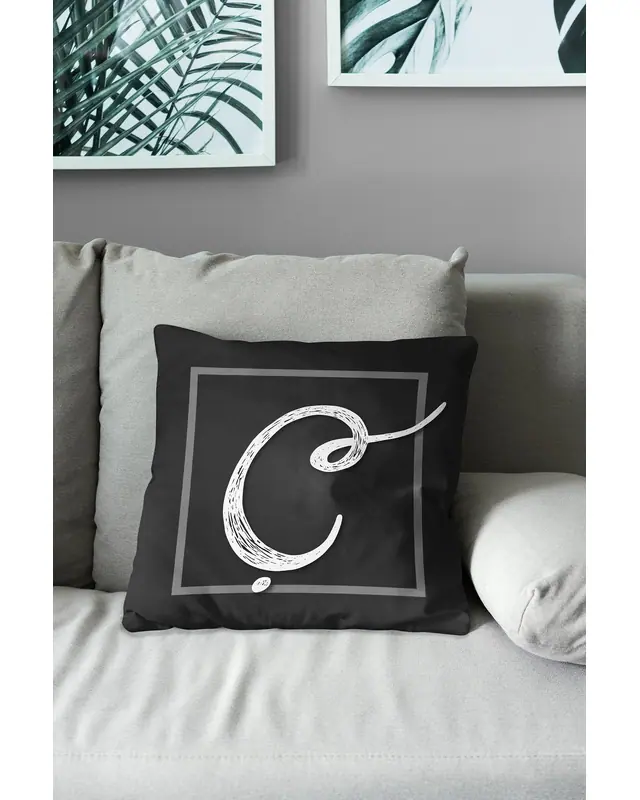 Ç Letter Pattern Double-Sided Printed Suede Cushion Cover - 3