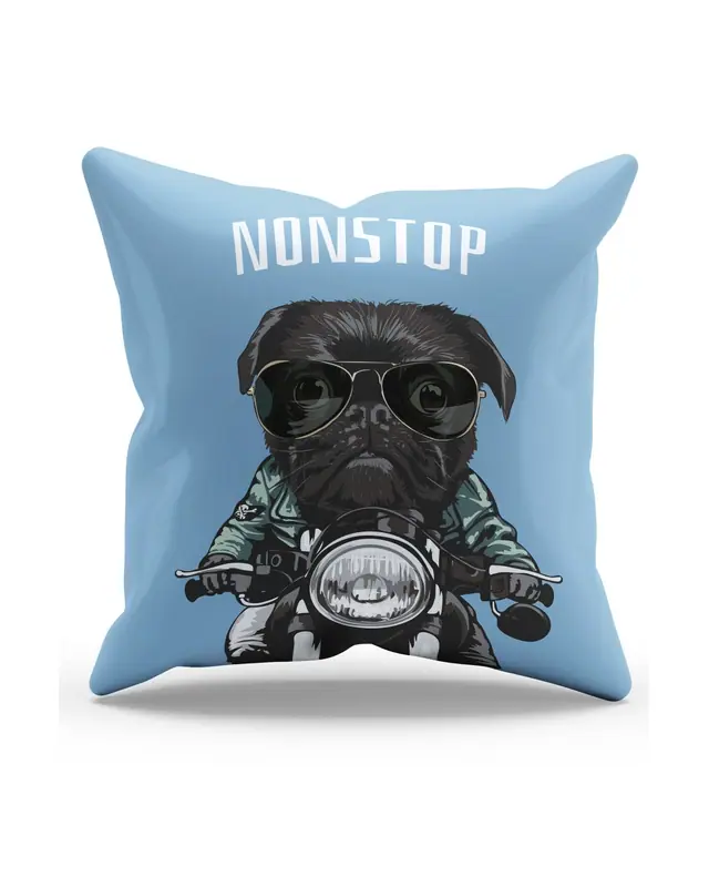 Nonstop Pug Dog Pattern Double-Sided Printed Suede Cushion Cover PL806