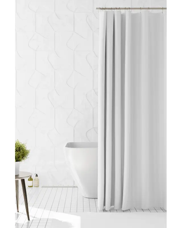 Banyo Perdesi, Beyaz Duş Perdesi, Küvet Perdesi, Halka Hediyeli 175x200cm BP-00