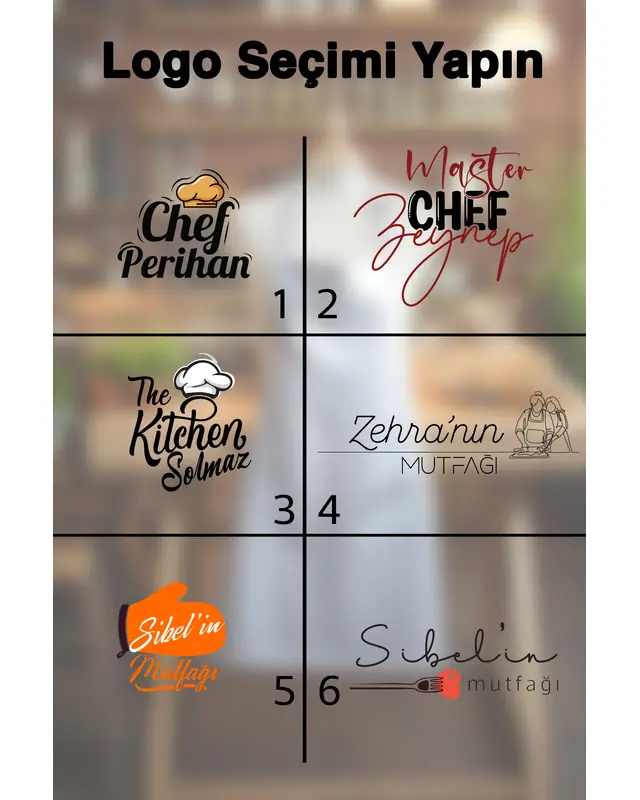 Kitchen Apron with Custom Name Logo, Chef Apron, Chef Front, Cafe Specific Kitchen Front - MTF-OZEL - 2
