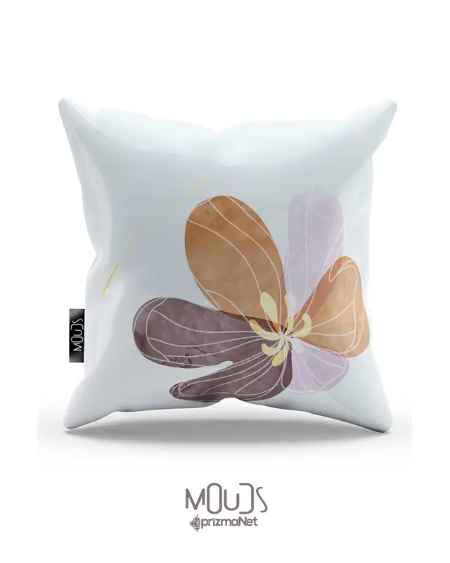 2'li Pastel Flower-2 Pattern Double-Sided Printed Suede Cushion Cover Set - 2