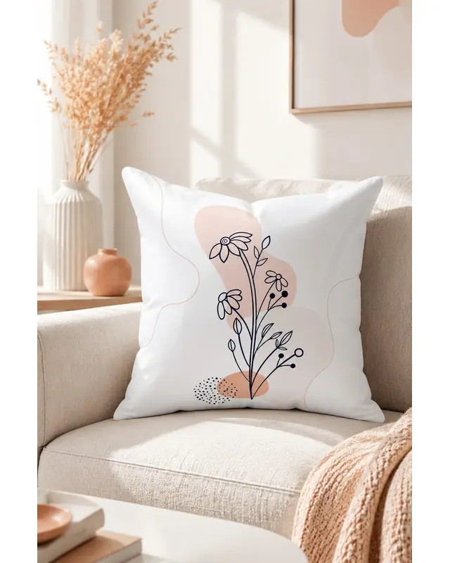 Double-Sided Printed Basic Flower Pattern Set of 4 Coordinated Suede Cushion Cover - 7