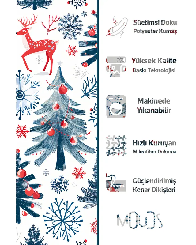 Blue Christmas Tree and Deer Pattern Cushion Cover Double-Sided Printed Decorative Pillow Cover PL1143 - 2