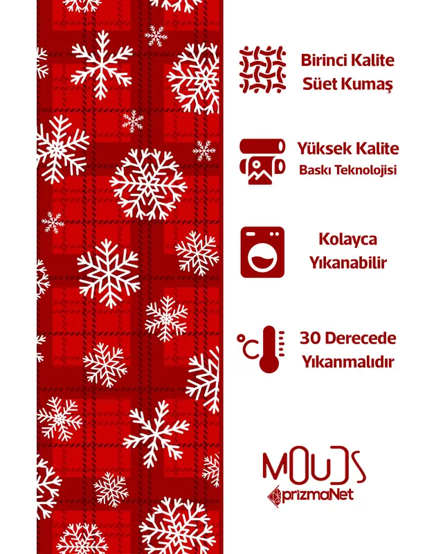 Kareli Snowflakes Christmas Pattern Suede Table Runner - 4