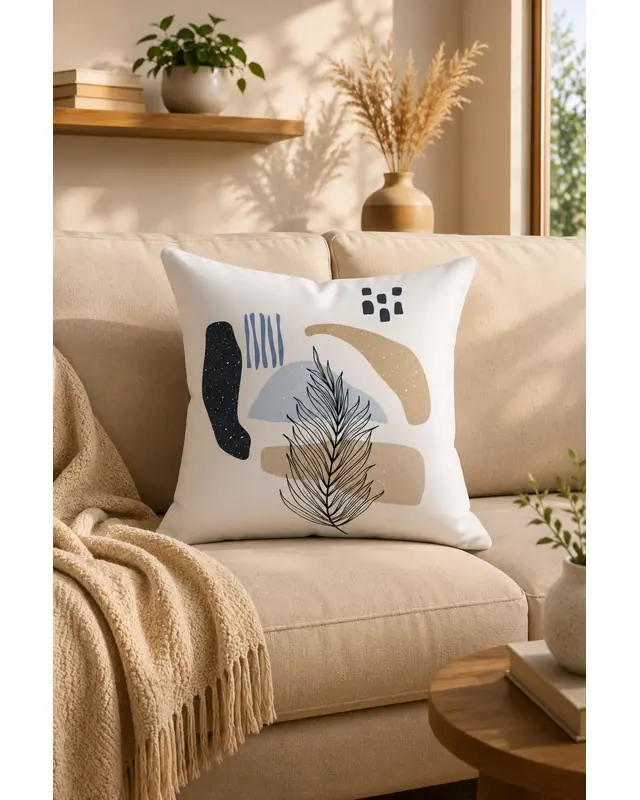 Double-Sided Printed Tüy Series Pattern Set of 4 Coordinated Suede Cushion Cover - PLG157 - 4