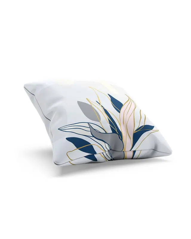 Navy Gold Leaves - 1 Pattern Double-Sided Printed Suede Cushion Cover - 2