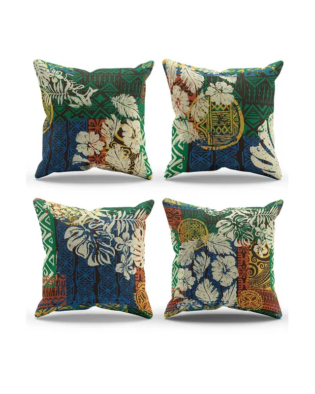 Double-Sided Printed Ethnic Pattern Pattern Set of 4 Coordinated Suede Cushion Cover - 3