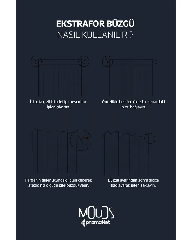 Omegu 4 Desenli Süet Oturma Odası Salon Fon Perde Dijital Baskılı Ekstrafor Büzgü 2 Kanat PRD-1054 - 5