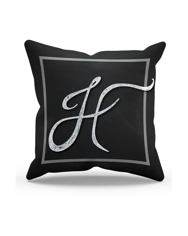 H Letter Pattern Double-Sided Printed Suede Cushion Cover