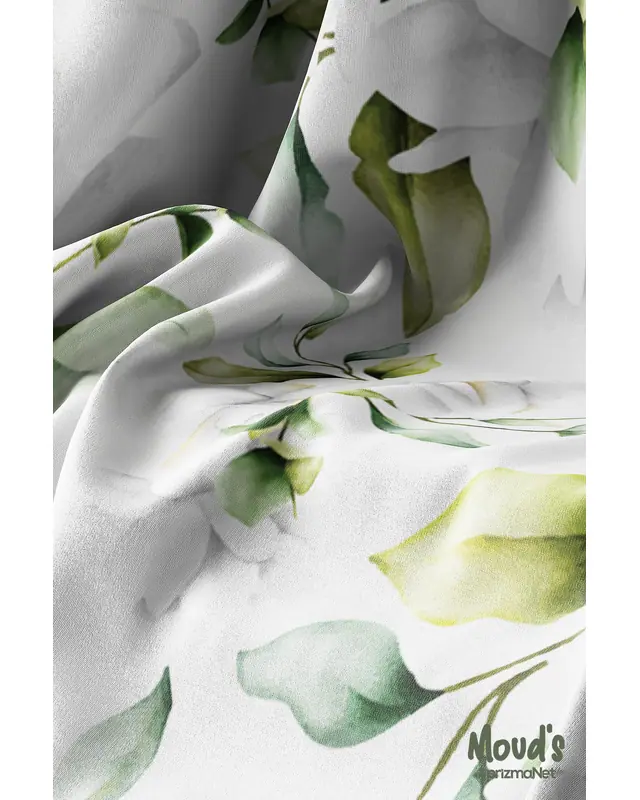 Green White Rose Rectangular Easy-Care Suede-Feel Tablecloth - MS-123 - 4