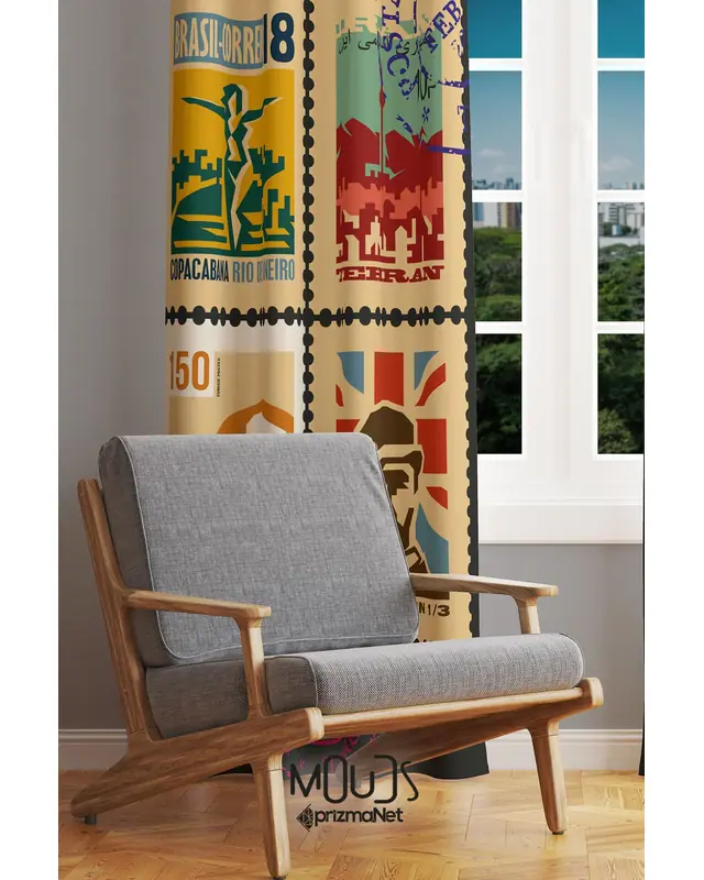 Letter Pulu Patterned Decorative Curtain Teen Room Living Room Digital Printed Suede Pencil Pleat - Single Panel - PRD-2019-TK - 2
