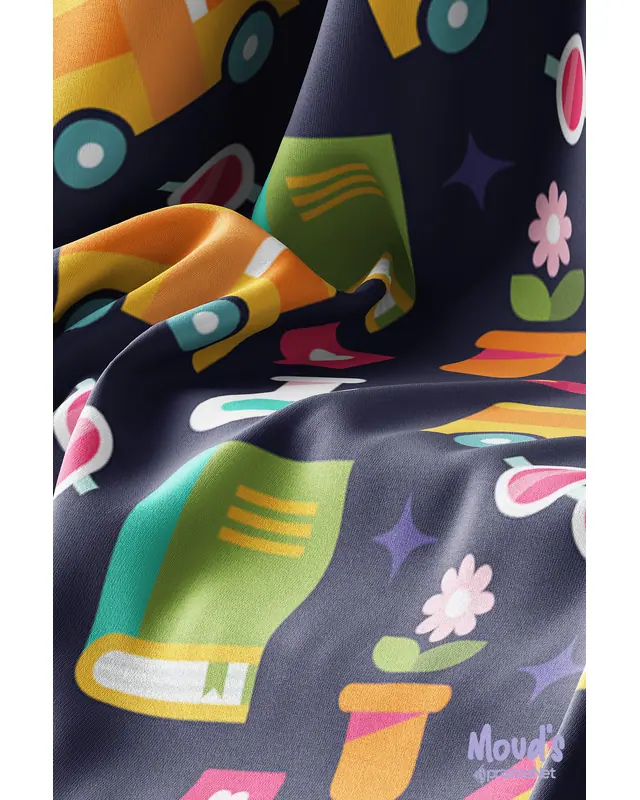 Navy Blue Notebook Pencil Rectangular Easy-Care Suede-Feel Tablecloth - MS-154 - 4