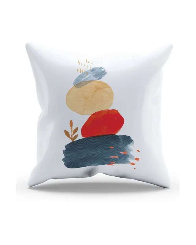 Double-Sided Printed Japon Taşı Pattern Set of 3 Coordinated Suede Cushion Cover - 2