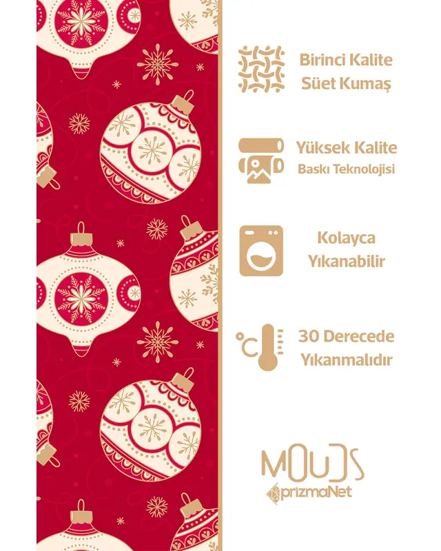 Christmas Balls Round Easy-Care Suede-Feel Tablecloth - MSY-208 - 3