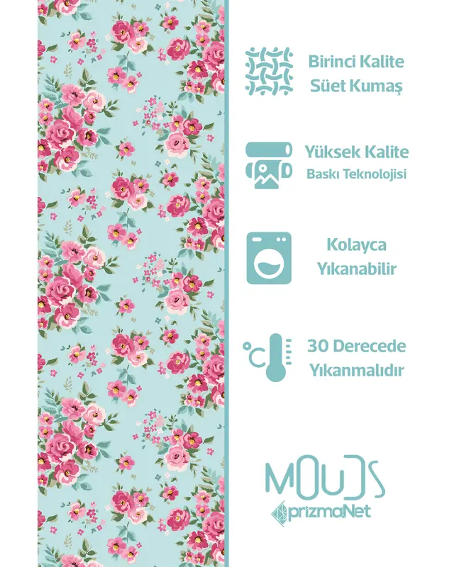 Madame Spring Patterned Suede Living Room Decorative Curtain Printed Pencil Pleat - Single Panel - PRD-1027-TK - 5