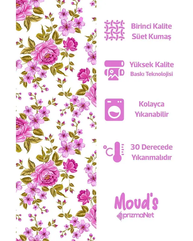 Pink Lilac Flower Rectangular Easy-Care Suede-Feel Tablecloth - MS-136 - 2