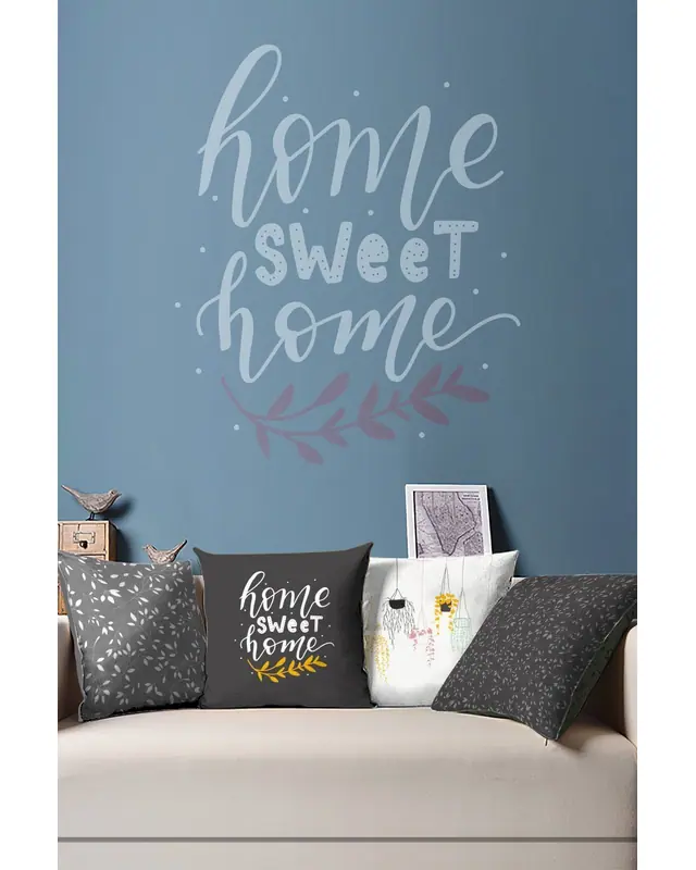 Double-Sided Printed Grey Sweet Home Series Pattern Set of 4 Coordinated Suede Cushion Cover - PLG200 - 3