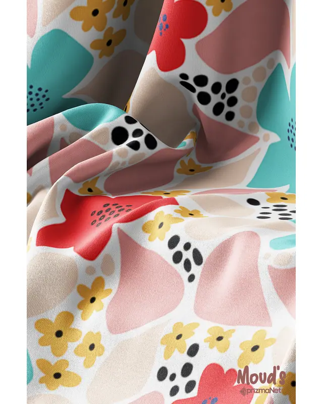 Canlı Colourful Flowers Pattern Printed Suede Table Runner - 4
