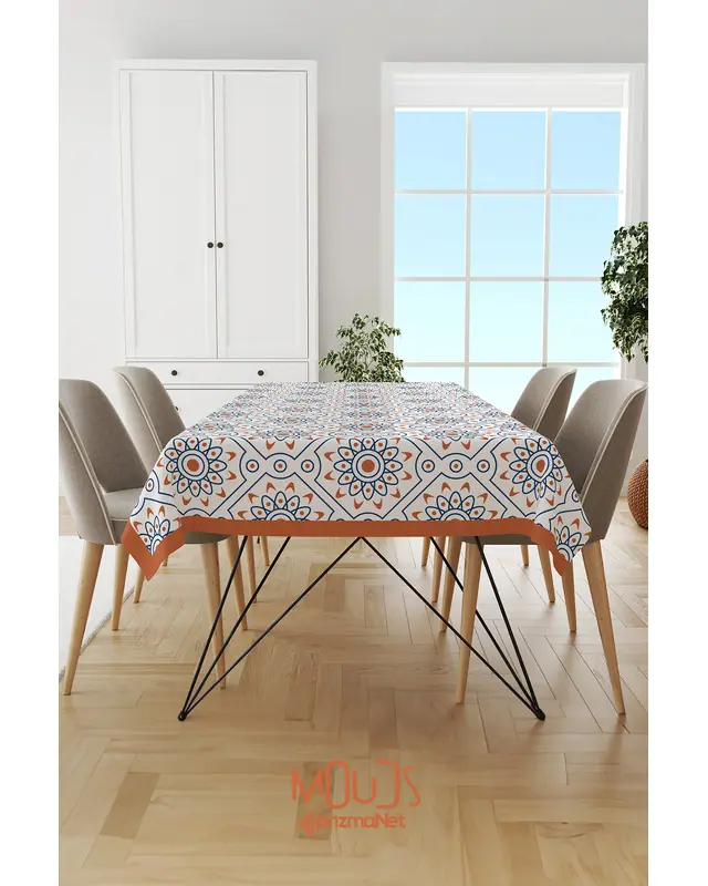 Complex Circle Islamic Rectangular Easy-Care Suede-Feel Tablecloth - MS-221 - 2