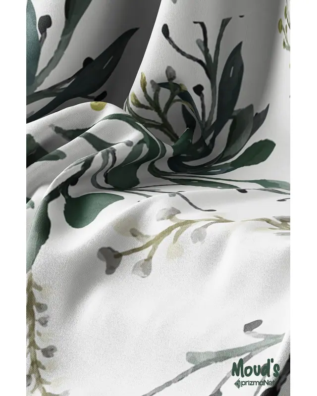 Dark Green Flowers Round Easy-Care Suede-Feel Tablecloth - MSY-135 - 3