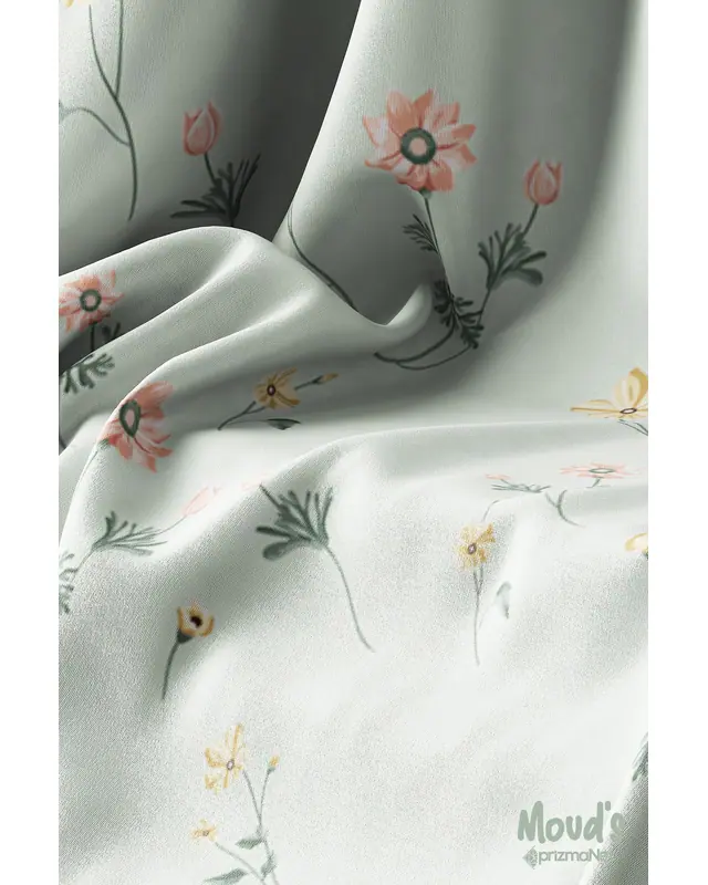 Yellow Pink Flowers Pattern Printed Suede Table Runner - 3