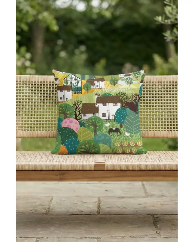 Vintage Köy Pattern Cushion Cover Water-Resistant Wipe-Clean Digitally Printed Garden Decor