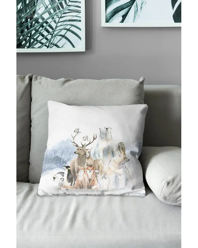 Kartpostal Pattern Double-Sided Printed Suede Cushion Cover - 3