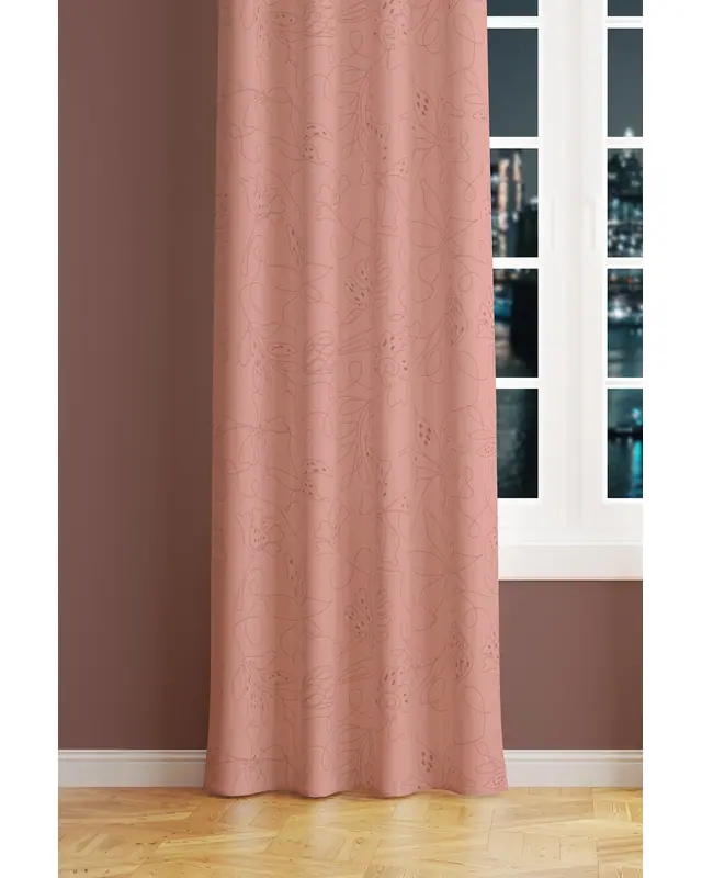 Hope Fell 4 Patterned Suede Living Room Decorative Curtain Printed Pencil Pleat - Single Panel - PRD-1057-TK - 2