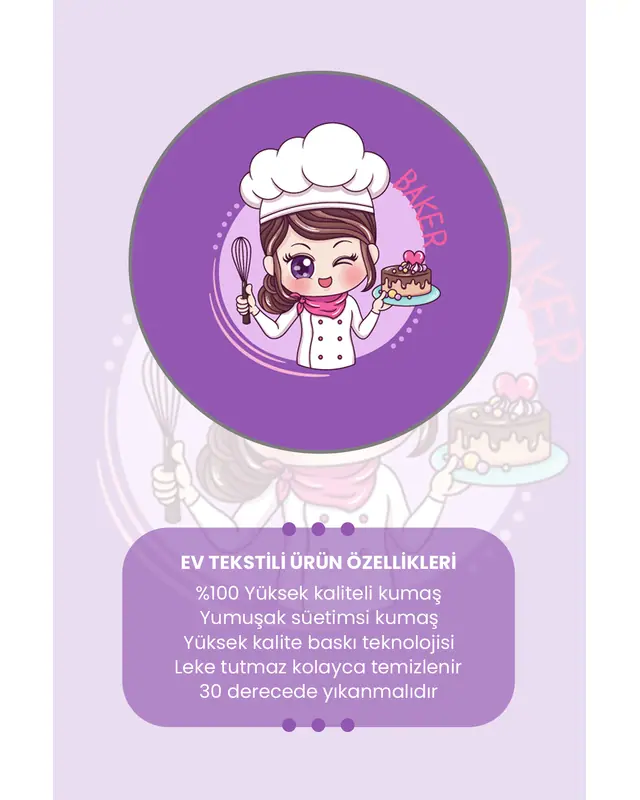 Anne Kız Pastacı Desenli Mutfak Önlüğü, Aşçı Önlüğü, Çocuk Önlüğü, Etkinlik Önlüğü - 2