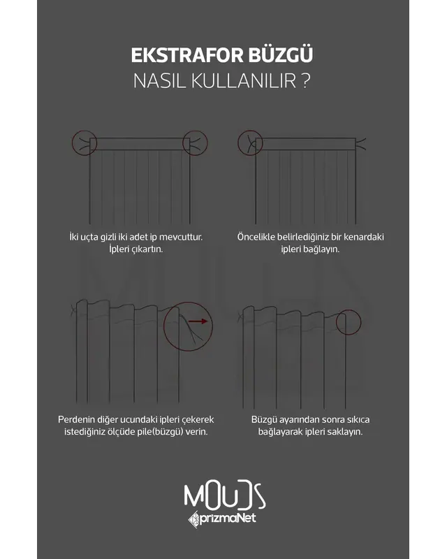 Gri Flora Serisi Desenli Süet Oturma Odası Salon Fon Perde Baskılı Ekstrafor Büzgü 2 Kanat PRD-1073 - 5