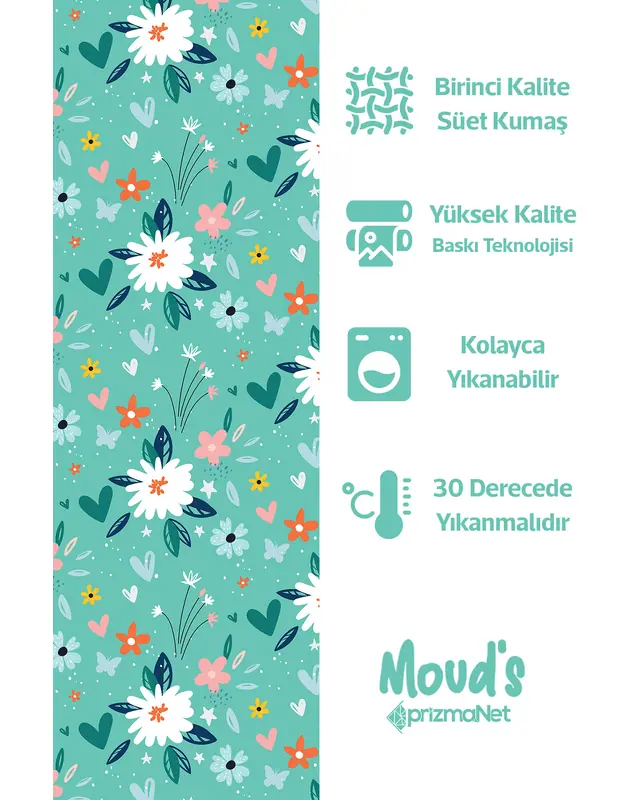 Vintage Floral Pattern Printed Suede Table Runner - 5