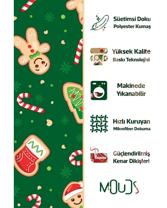 Green Christmas Cookies Patterned Kitchen Apron, Chef Apron, Waiter Apron, Restaurant Apron - MTF-82 - 3