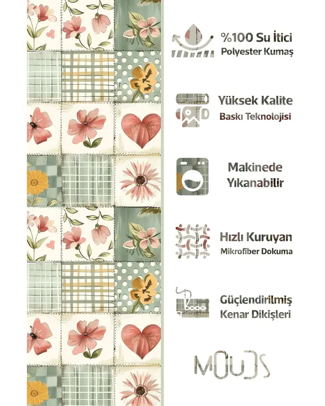 Yamalı Colourful Floral Pattern Cushion Cover Water-Resistant Wipe-Clean Digitally Printed Garden Decor - 2
