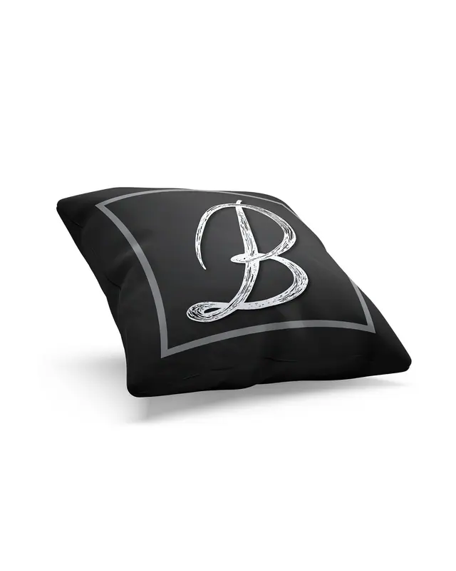 B Letter Pattern Double-Sided Printed Suede Cushion Cover - 2
