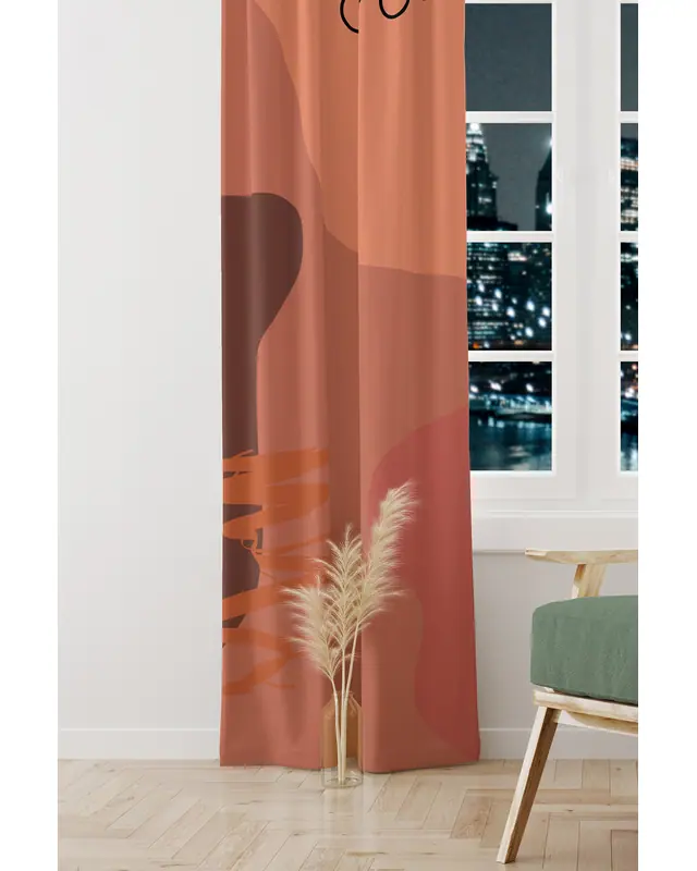 Best Pastel Desenli Süet Oturma Odası Salon Fon Perde Baskılı Ekstrafor Büzgü TEK KANAT PRD-1049