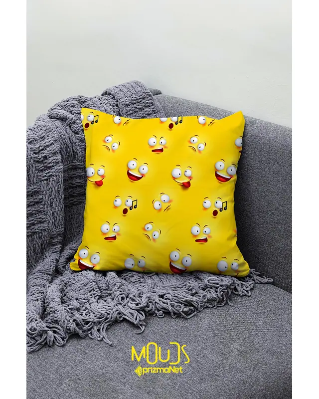 Emoji Smile Pattern Double-Sided Printed Single Cushion Cover