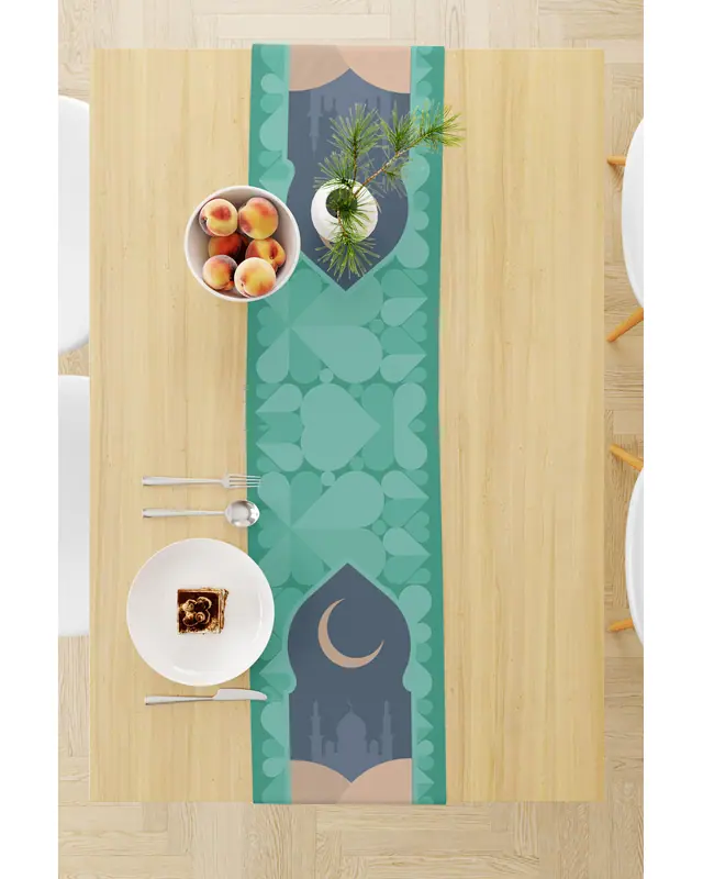 Ramadan Pattern 40X140 Table Runner, Easy-Care Suede Textured Runner, Stain-Resistant Runner - 2