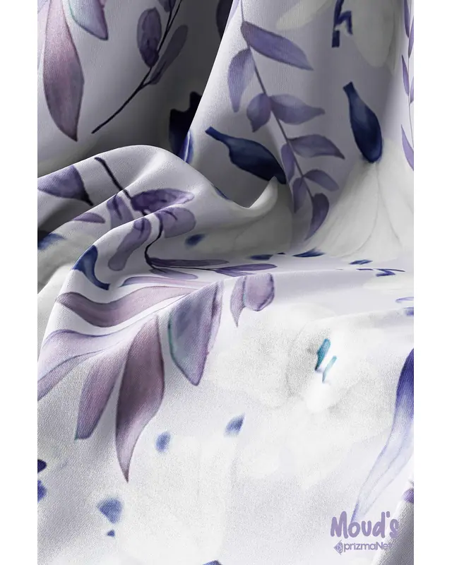 Navy Blue Lilac Flower Round Easy-Care Suede-Feel Tablecloth - MSY-118 - 3
