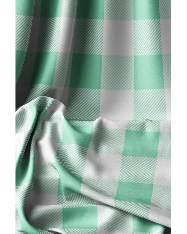 Green Gingham Rectangular Easy-Care Suede-Feel Tablecloth - MS-3000-YSL - 8